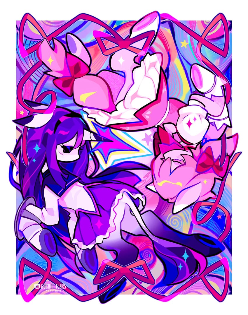 akemi homura and kaname madoka (mahou shoujo madoka magica and 1 more) drawn by gochii_tears