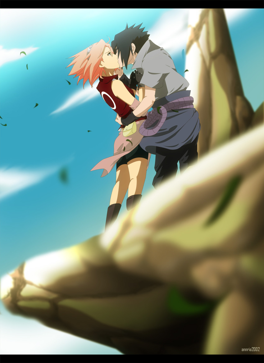 haruno sakura and uchiha sasuke (naruto and 1 more) drawn by annria2002