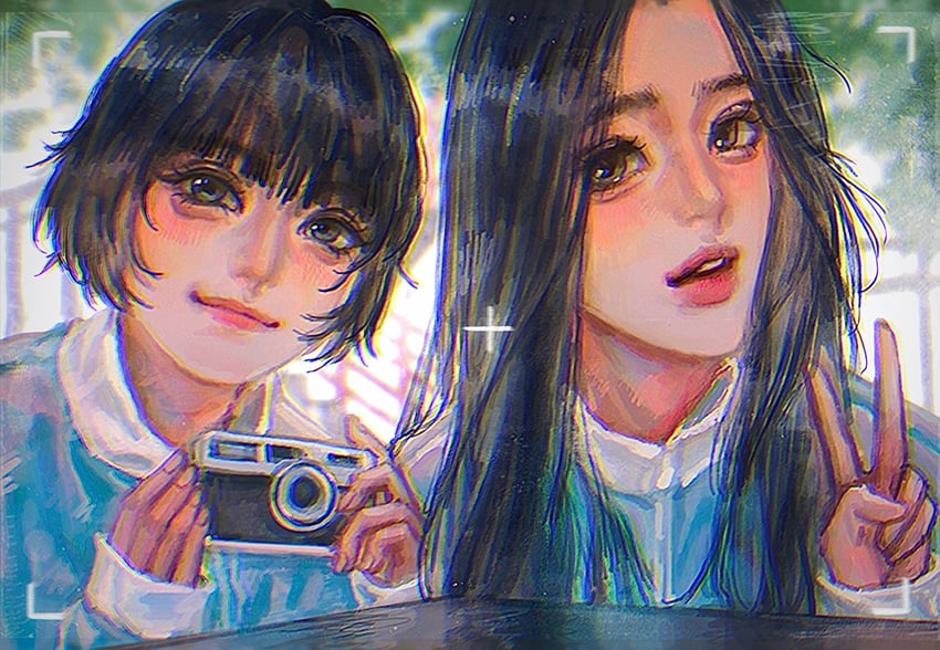 hanni and minji (real life and 1 more) drawn by mantang_hua