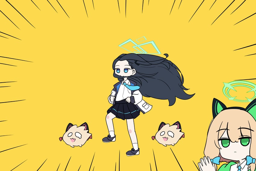 aris, momoi, and midori (blue archive and 1 more) drawn by 2sina0