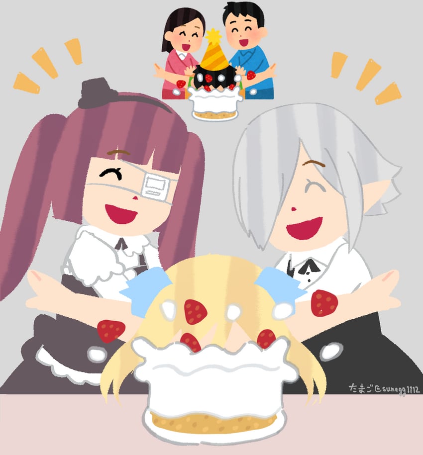 jashin-chan, hanazono yurine, and persephone ii (jashin-chan dropkick and 1 more) drawn by sunegg1112