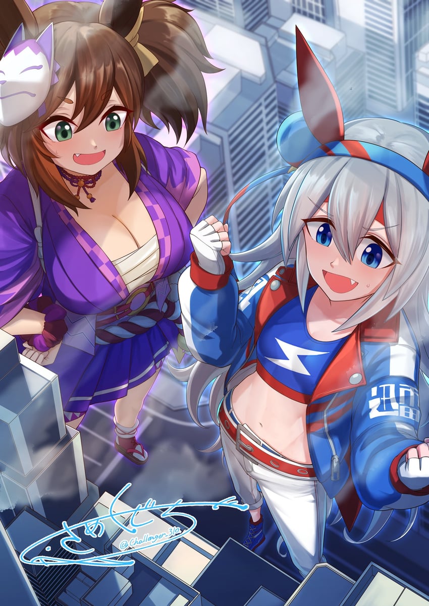 tamamo cross and inari one (umamusume) drawn by same_kujira_(challenger_310)