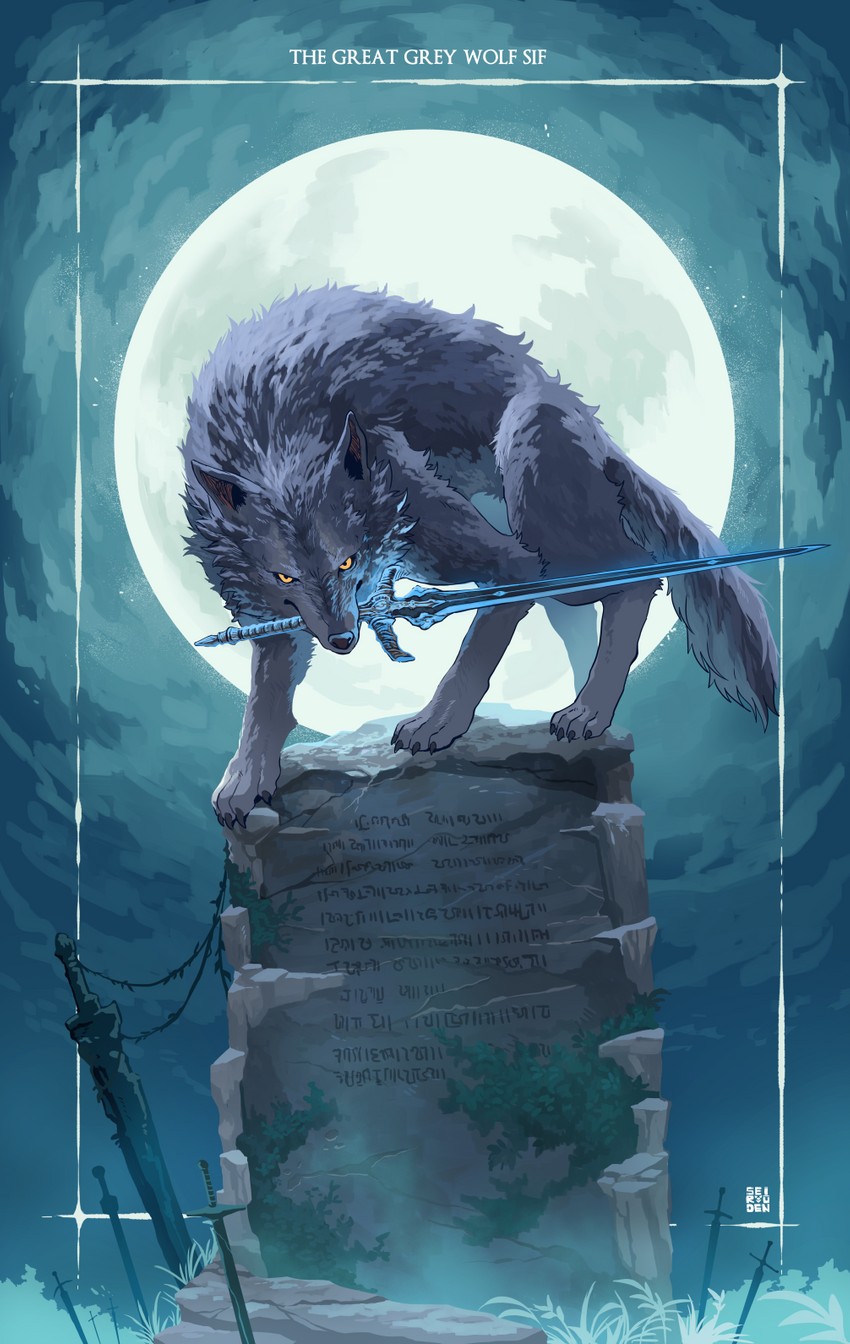 great grey wolf sif (dark souls and 1 more) drawn by sei_(seiryuuden)