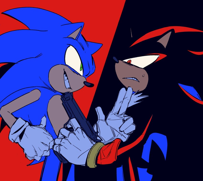 sonic the hedgehog and shadow the hedgehog (sonic) drawn by diamondx1704