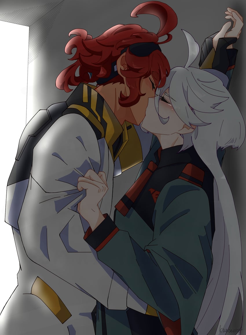 suletta mercury and miorine rembran (gundam and 1 more) drawn by kaede_(soul-red-7)