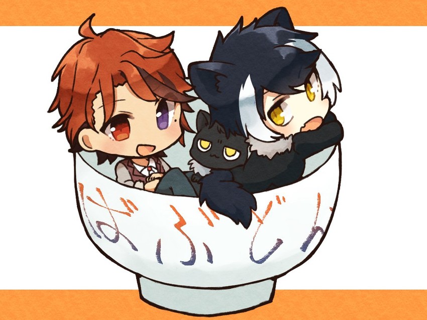 kageyama shien, yukoku roberu, and nekoyama shien (holostars) drawn by souffle_sable