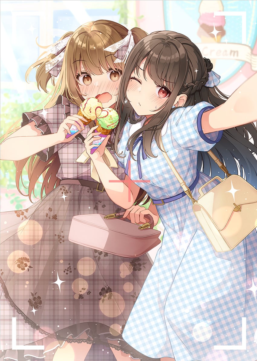 ousaka nanami and terazaki kaoru (real mo tama ni wa uso wo tsuku) drawn by niichi_(komorebi-palette)