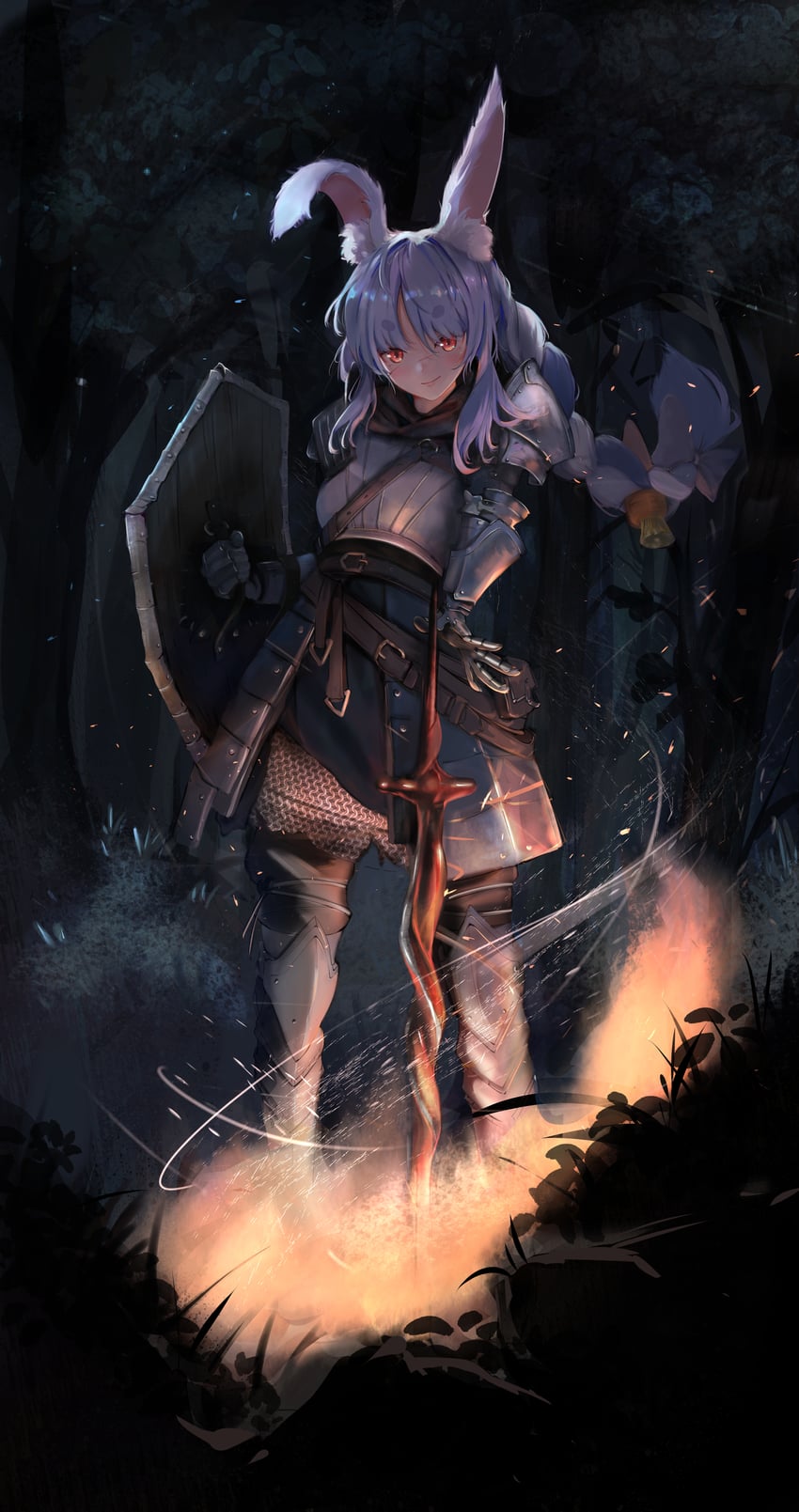 usada pekora (hololive and 2 more) drawn by papon