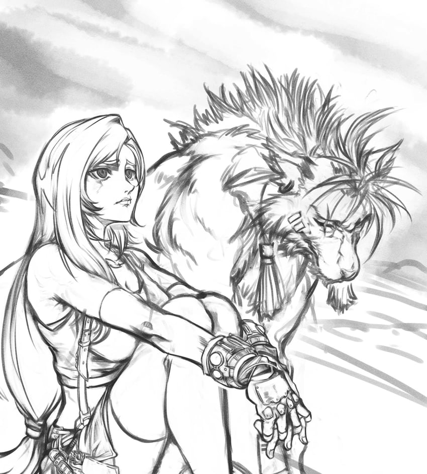tifa lockhart and red xiii (final fantasy and 3 more) drawn by mochi_mangaka