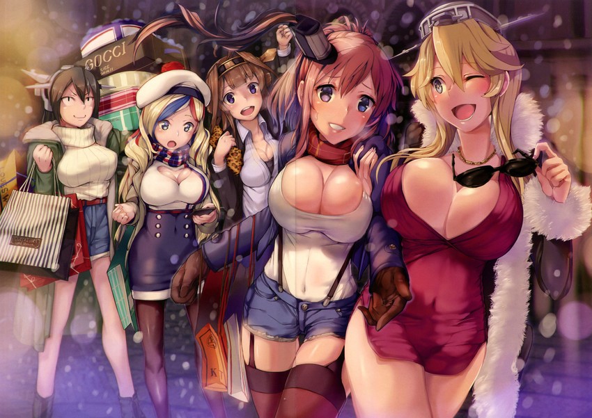 kongou, nagato, iowa, saratoga, and commandant teste (kantai collection) drawn by satou_daiji