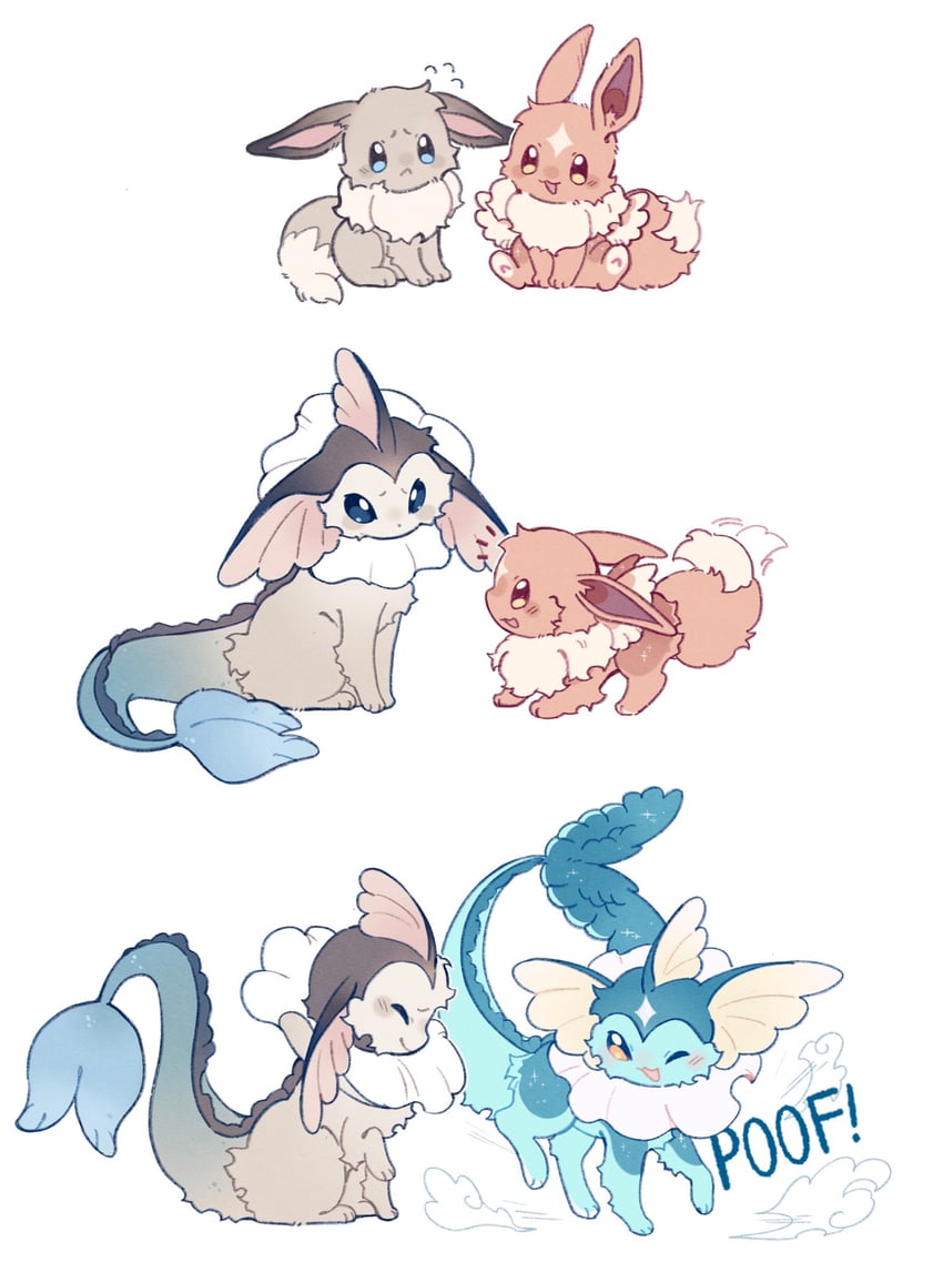 eevee and vaporeon (original and 1 more) drawn by fumi03