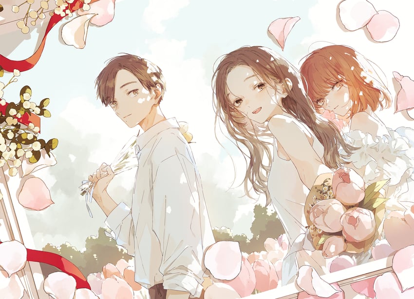 kousaka fuyuki, shirai eri, and natsume kyo (kono koi wo hoshi ni wa negawanai) drawn by kakmxxxny06