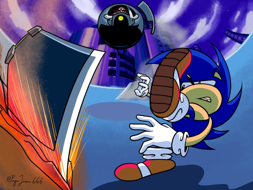 sonic the hedgehog and dr. eggman (sonic) drawn by pepijuan