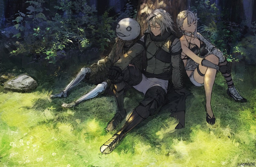kaine, nier, and emil (nier) drawn by ninomae_ina'nis_(artist)