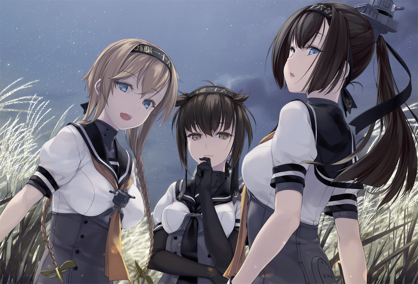 hatsuzuki, akizuki, and teruzuki (kantai collection) drawn by rokuwata_tomoe