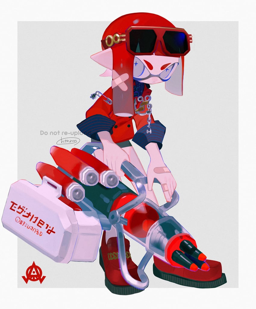 inkling player character and inkling girl (splatoon and 1 more) drawn by htn_nm
