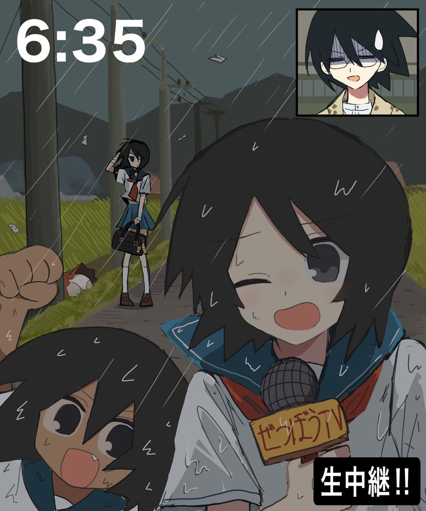 itoshiki nozomu, kobushi abiru, hitou nami, kimura kaere, and sekiutsu maria tarou (sayonara zetsubou sensei) drawn by menntam5five