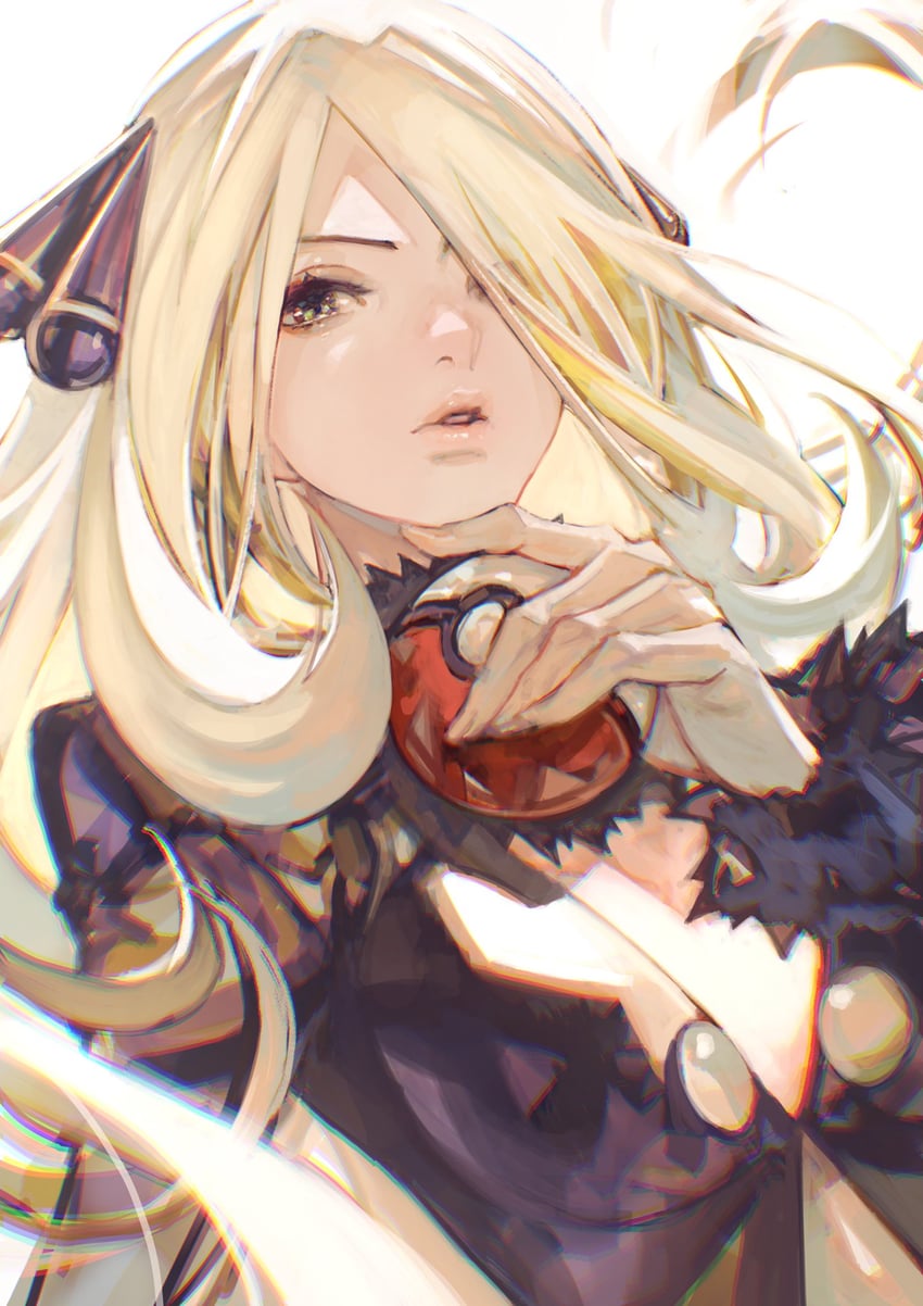 cynthia (pokemon and 1 more) drawn by kazama_raita