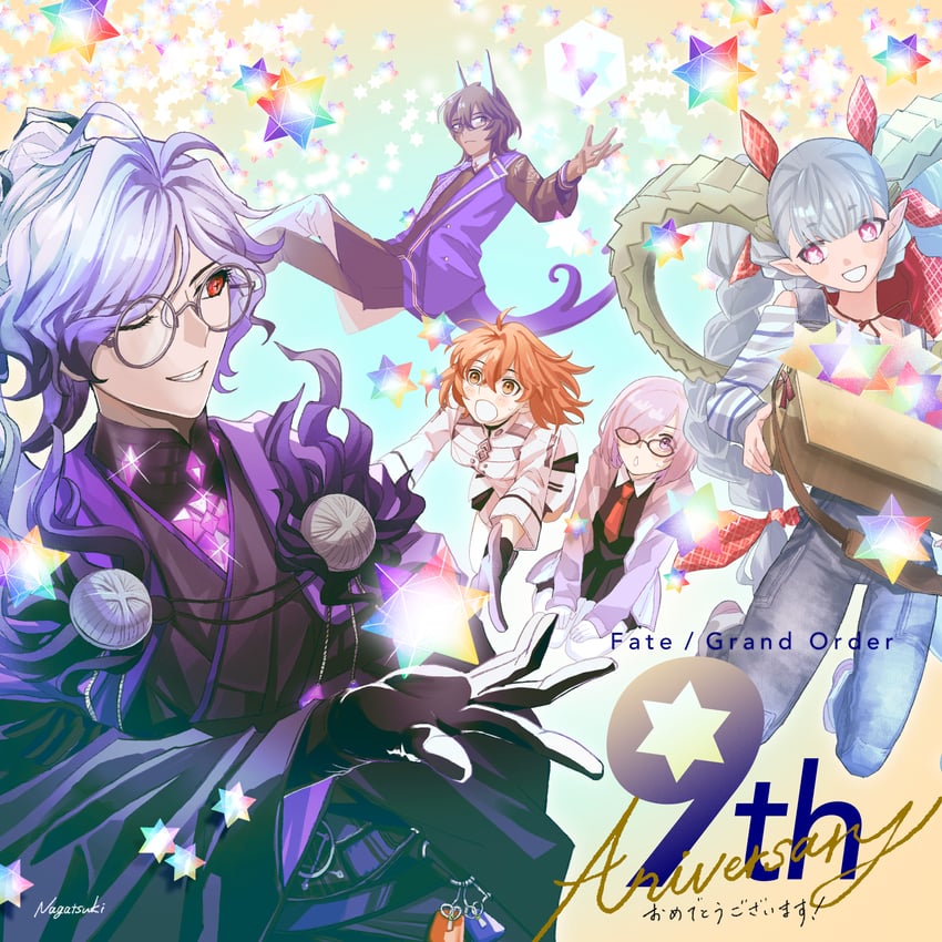 mash kyrielight, fujimaru ritsuka, arjuna, edmond dantes, tiamat, and 3 more (fate and 1 more) drawn by nagatsuki_(huwamo9_8ku)