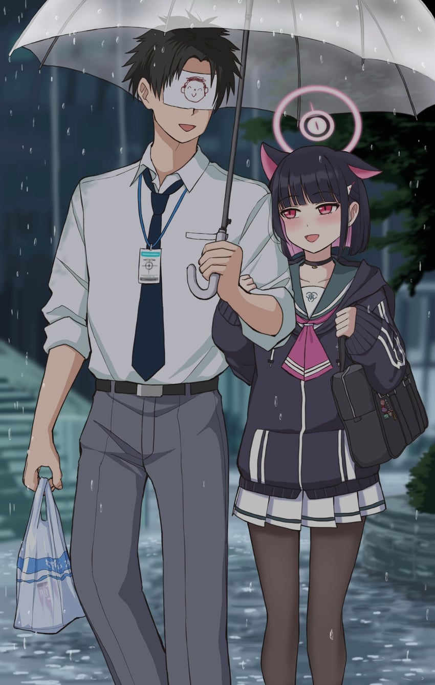 sensei, doodle sensei, and kazusa (blue archive) drawn by onsen_(asnrtnbrsiku)