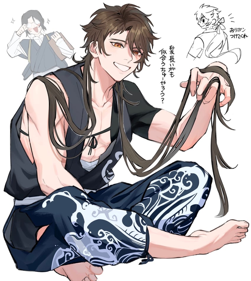 mutsu-no-kami yoshiyuki and nankaitarou chouson (touken ranbu) drawn by sumosummo