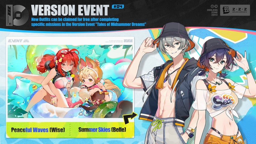 alice thymefield, ukinami yuzuha, belle, and wise (zenless zone zero)