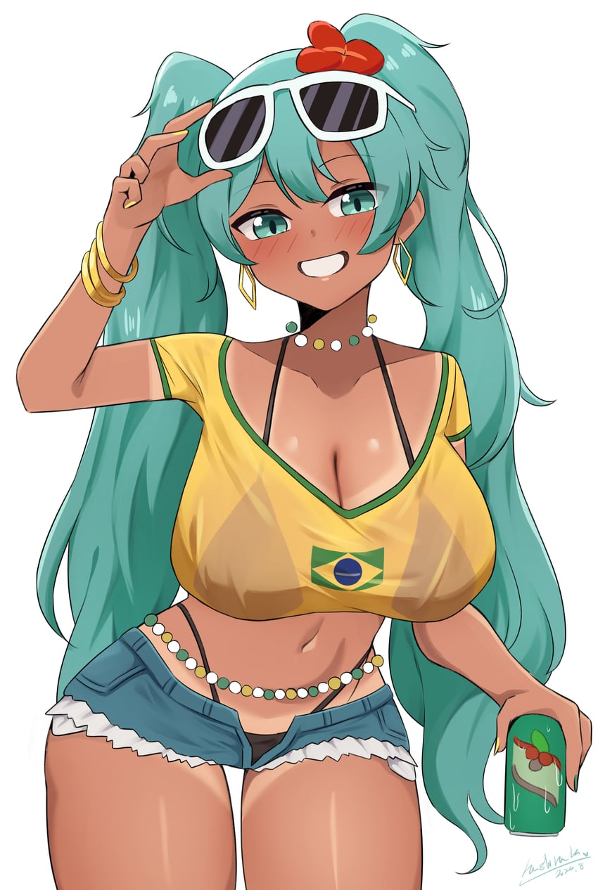 hatsune miku and brazilian miku (vocaloid) drawn by hashira_14