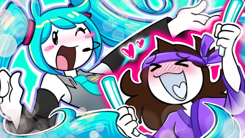 hatsune miku and jaiden animations (original and 1 more) drawn by jaiden_(artist)