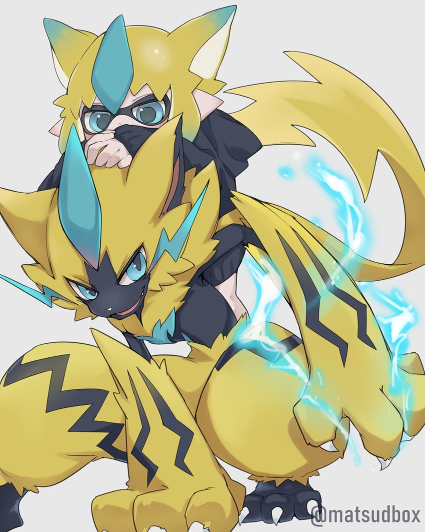 inkling player character, inkling girl, and zeraora (pokemon and 1 more) drawn by matsushita_(matsudbox)
