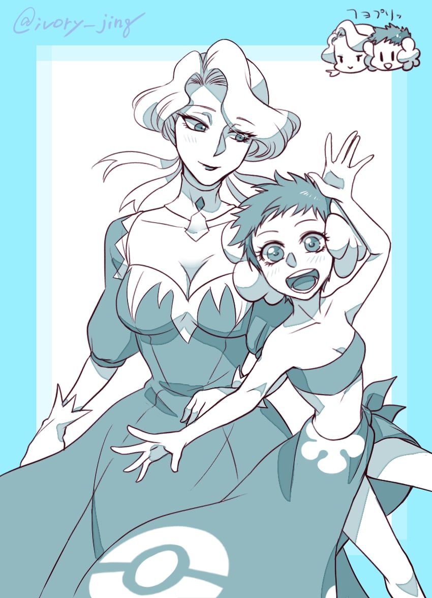 phoebe and glacia (pokemon and 1 more) drawn by ivory_(25680nico)
