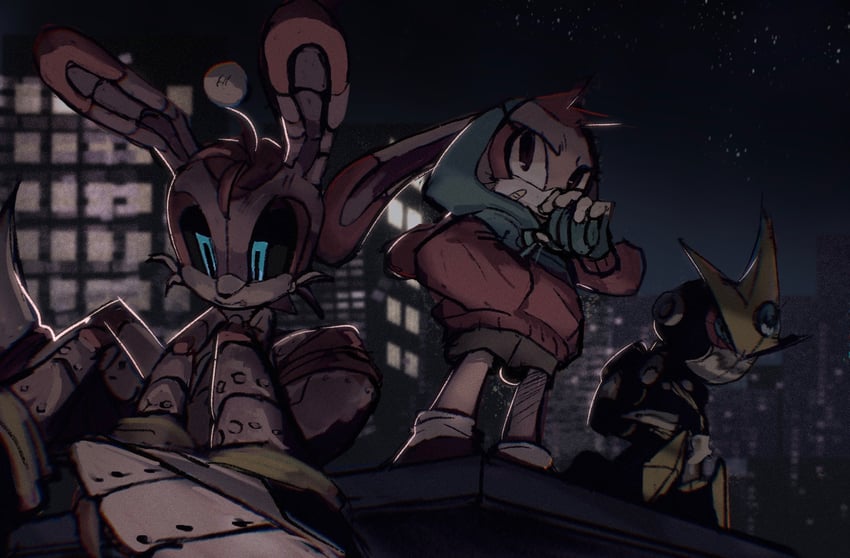 cream the rabbit, gemerl, and spark the chao (sonic) drawn by rat_riot