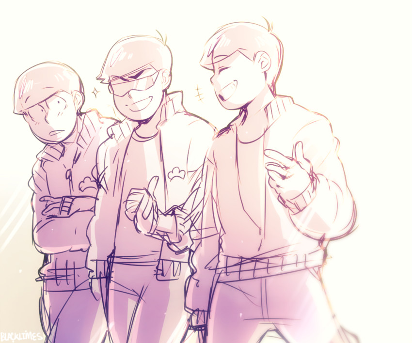 matsuno osomatsu, matsuno karamatsu, and matsuno choromatsu (osomatsu and 1 more) drawn by nyaph