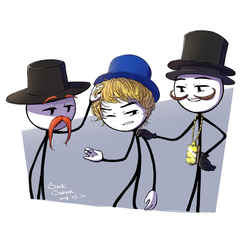 sven svensson, right hand man, and reginald copperbottom (henry stickmin) drawn by sarksakura