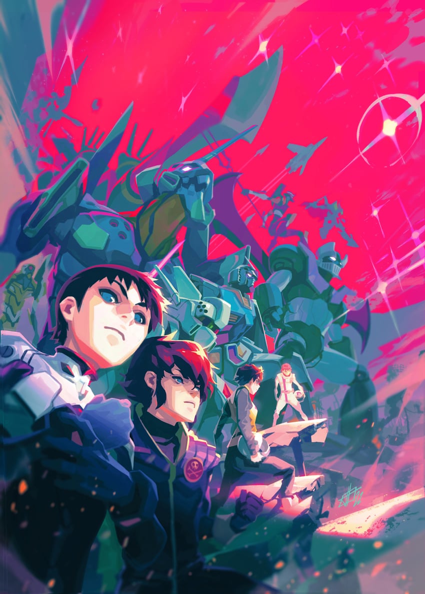 ikari shinji, rx-78-2 gundam, eva 02, eva 01, amuro ray, and 7 more (gundam and 9 more) drawn by toni_infante