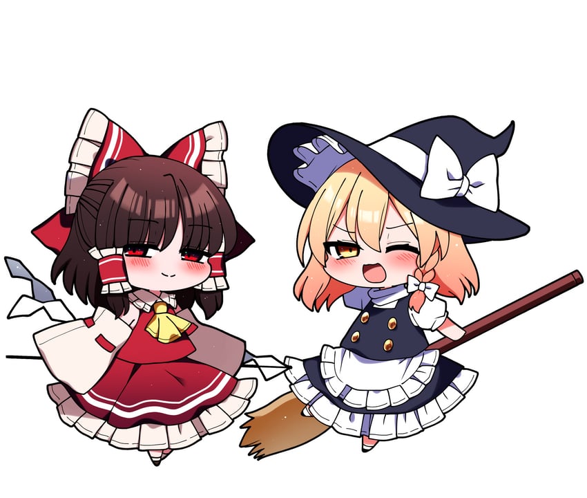 hakurei reimu and kirisame marisa (touhou) drawn by you_(noanoamoemoe)