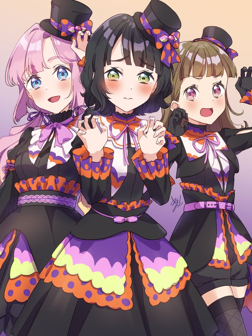 momose ginko, anyoji hime, and kachimachi kosuzu (love live! and 1 more) drawn by kyaku_tasu