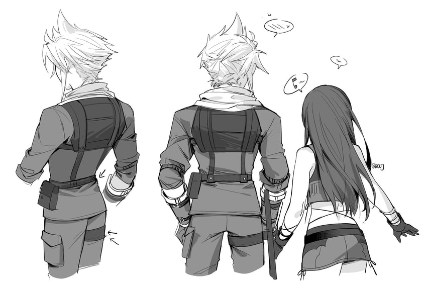 tifa lockhart and cloud strife (final fantasy and 2 more) drawn by duoj_ji