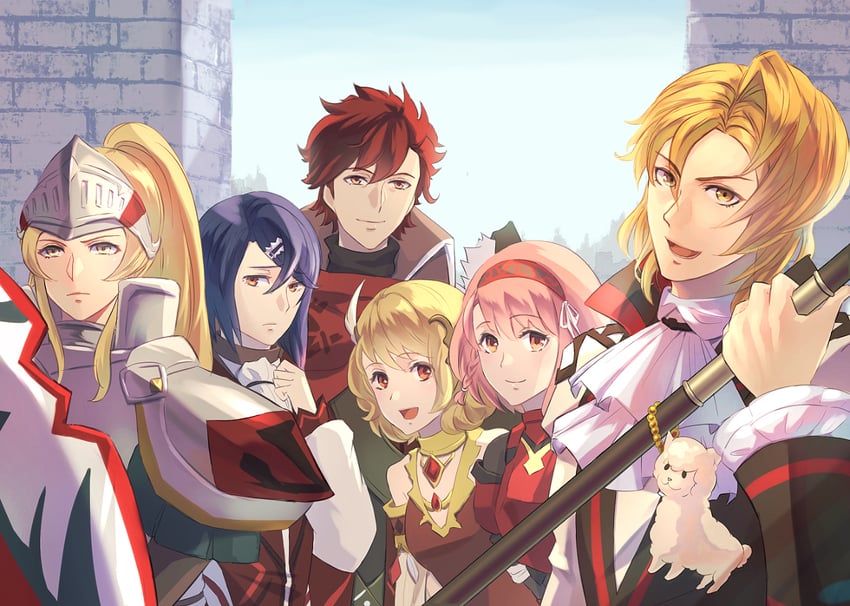 lapis, citrinne, alcryst, diamant, jade, and 1 more (fire emblem and 1 more) drawn by riou_(pooh920)