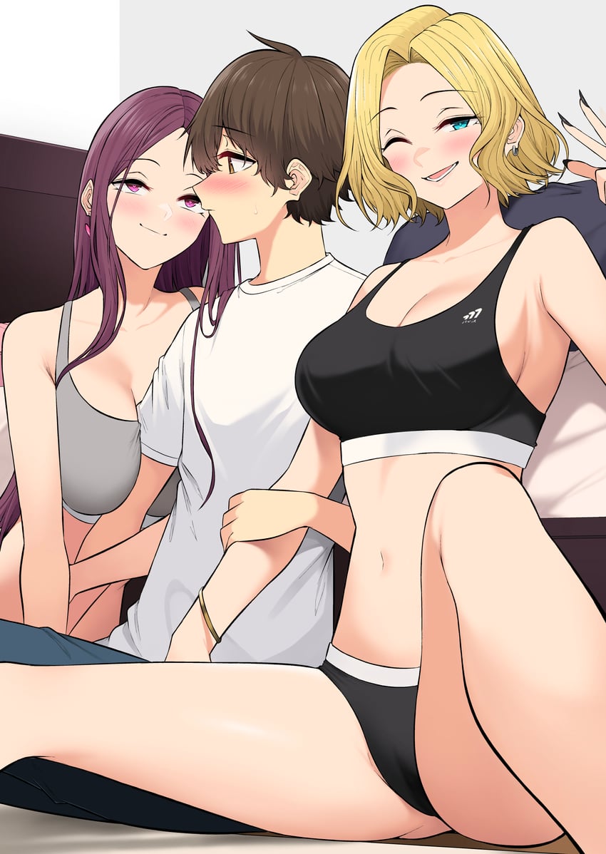 imaizumi, sasaki yukina, and hamazaki reina (imaizumin-chi wa douyara gal no tamariba ni natteru rashii) drawn by nori_gorou