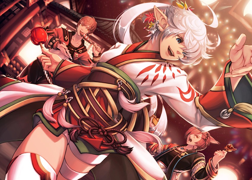 g'raha tia and alisaie leveilleur (final fantasy and 1 more) drawn by mihira_(tainosugatayaki)
