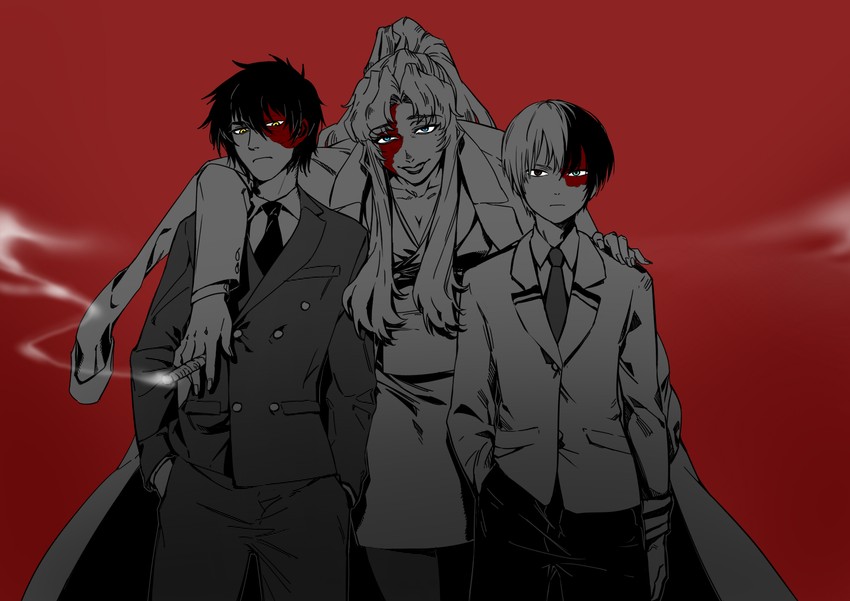 todoroki shoto, balalaika, and zuko (boku no hero academia and 3 more) drawn by ama_(mosaicowen)