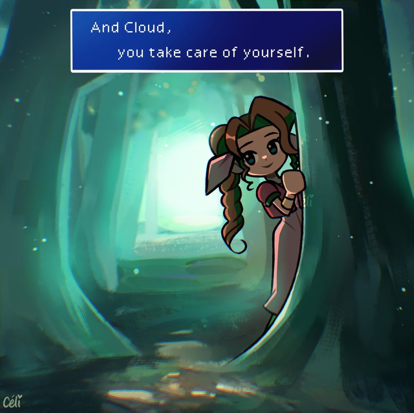 aerith gainsborough (final fantasy and 1 more) drawn by pianta_celi