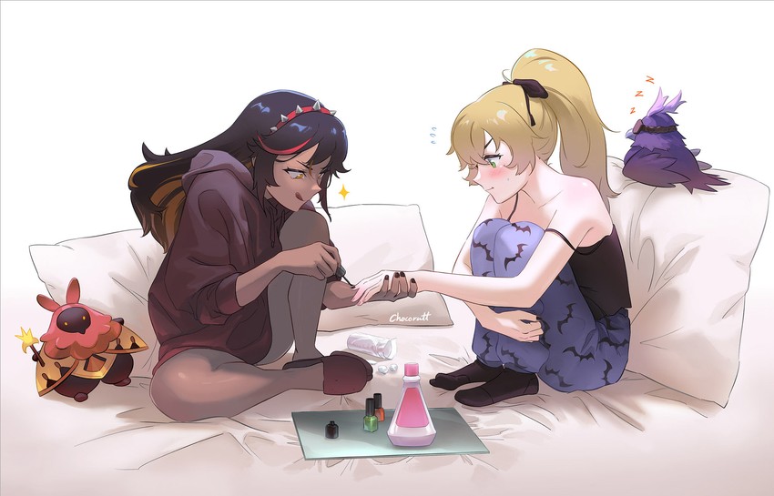 fischl, oz, xinyan, and abyss mage (genshin impact) drawn by chocorut