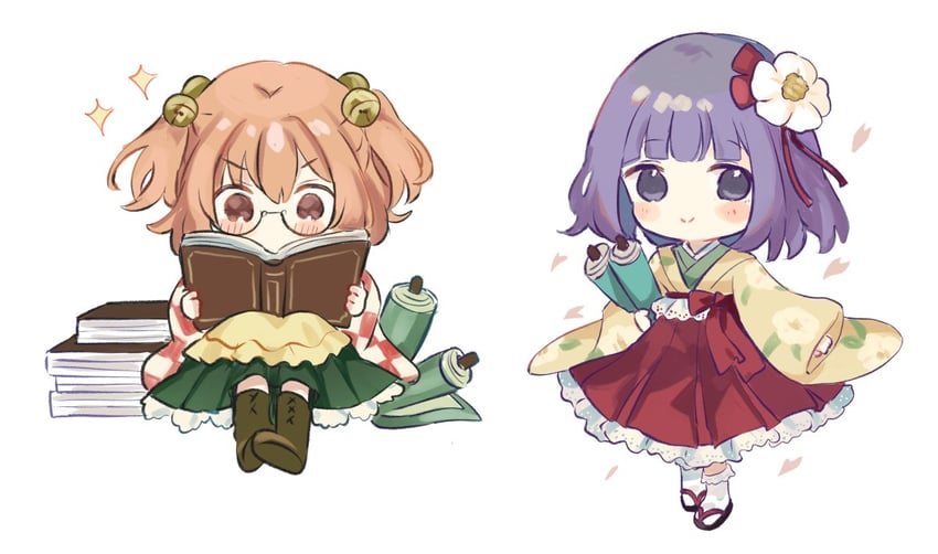 hieda no akyuu and motoori kosuzu (touhou) drawn by sasami_(shiroi_fuwafuwa)