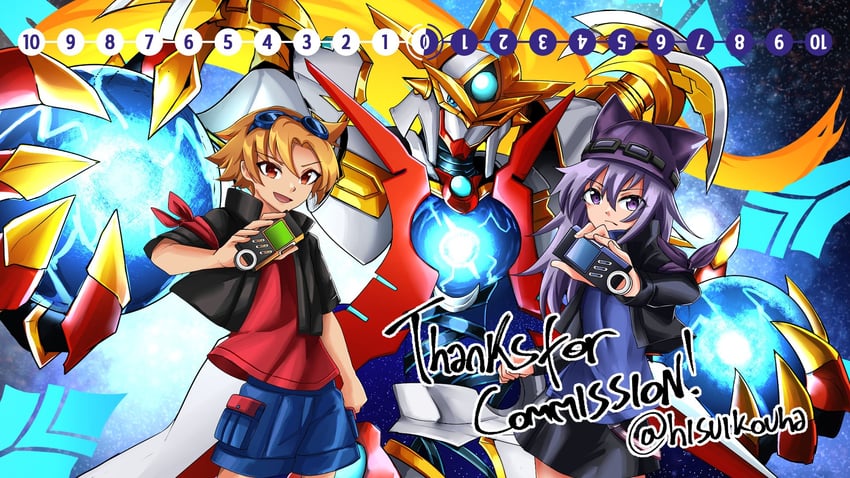 sayo, gracenovamon, and koh (digimon and 1 more) drawn by hisuikouha