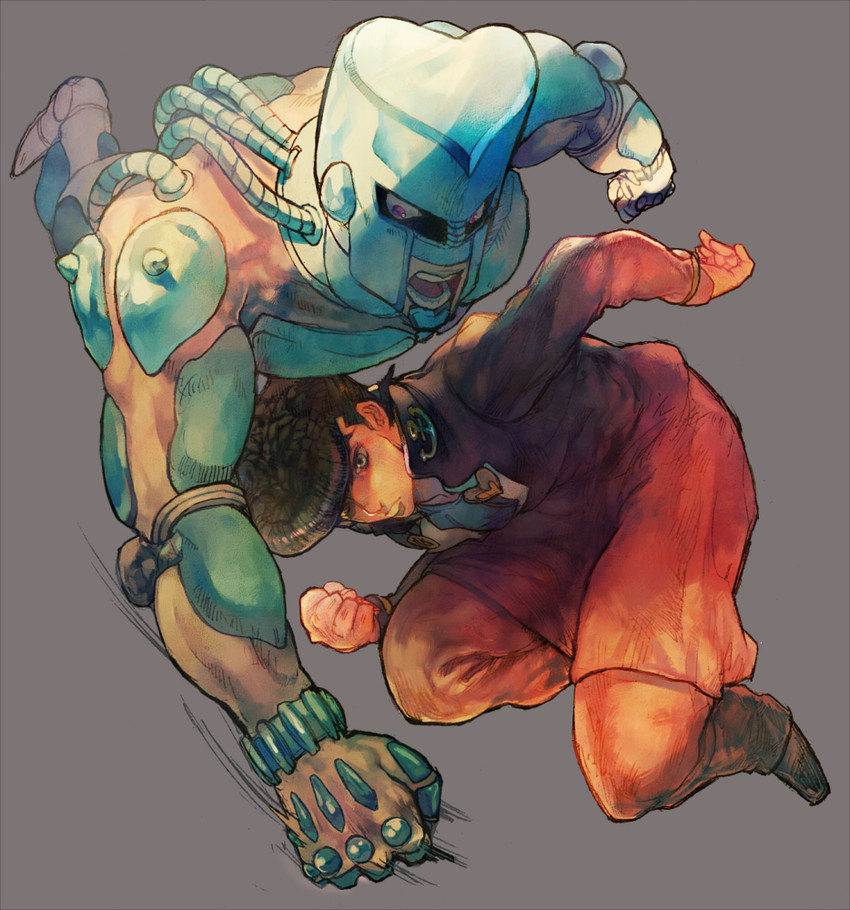 higashikata josuke and crazy diamond (jojo no kimyou na bouken and 1 more) drawn by aoki_(fumomo)