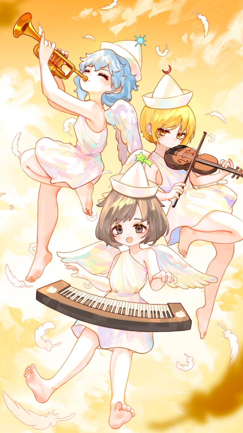 lunasa prismriver, merlin prismriver, and lyrica prismriver (touhou) drawn by kourou_(kouroukun)
