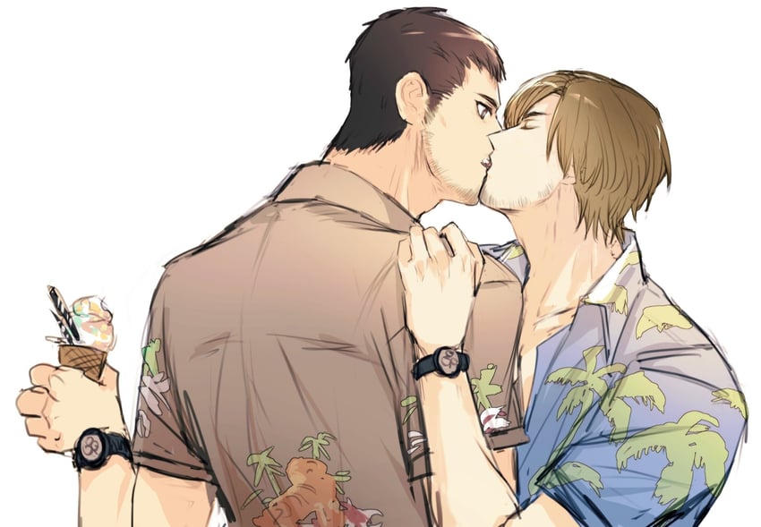 leon s. kennedy and chris redfield (resident evil and 1 more) drawn by 05_(link83601636)