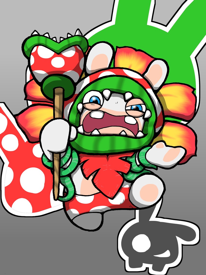 piranha plant and rabbid (mario and 2 more) drawn by charisuke