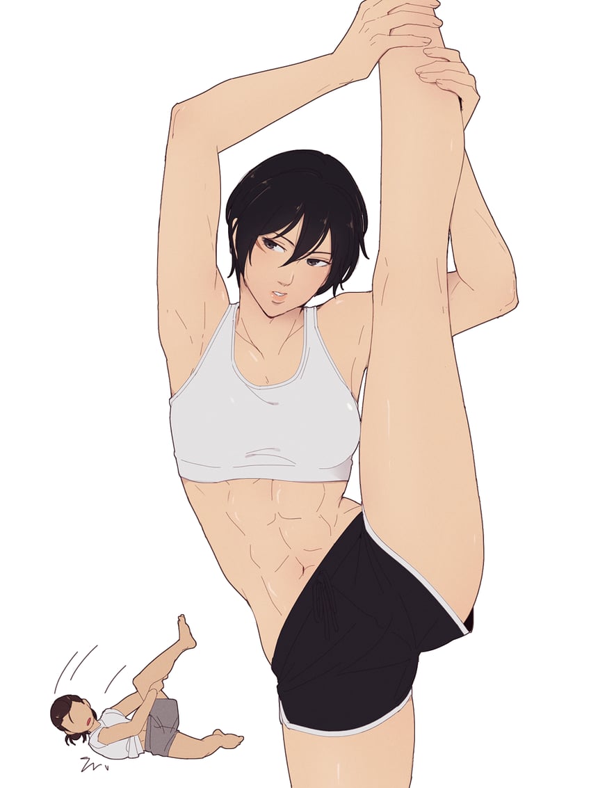 mikasa ackerman and eren yeager (shingeki no kyojin) drawn by hanpetos